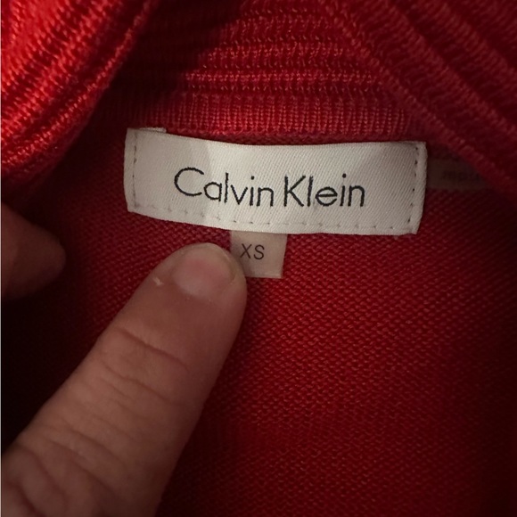 Calvin Klein Colorblock Cowl Neck Sweater | Red & Black | Size XS - Picture 9 of 10